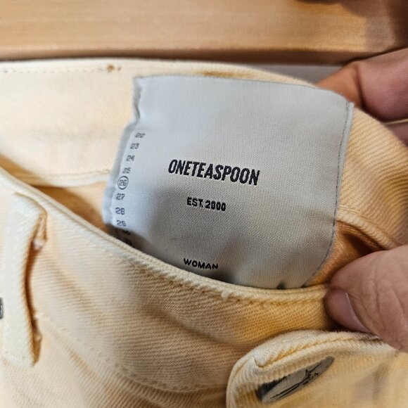 NEW ONE TEASPOON AWESOME BAGGIES Straight Leg Jeans Sz 26 Buttermilk yellow NWT - Picture 6 of 10